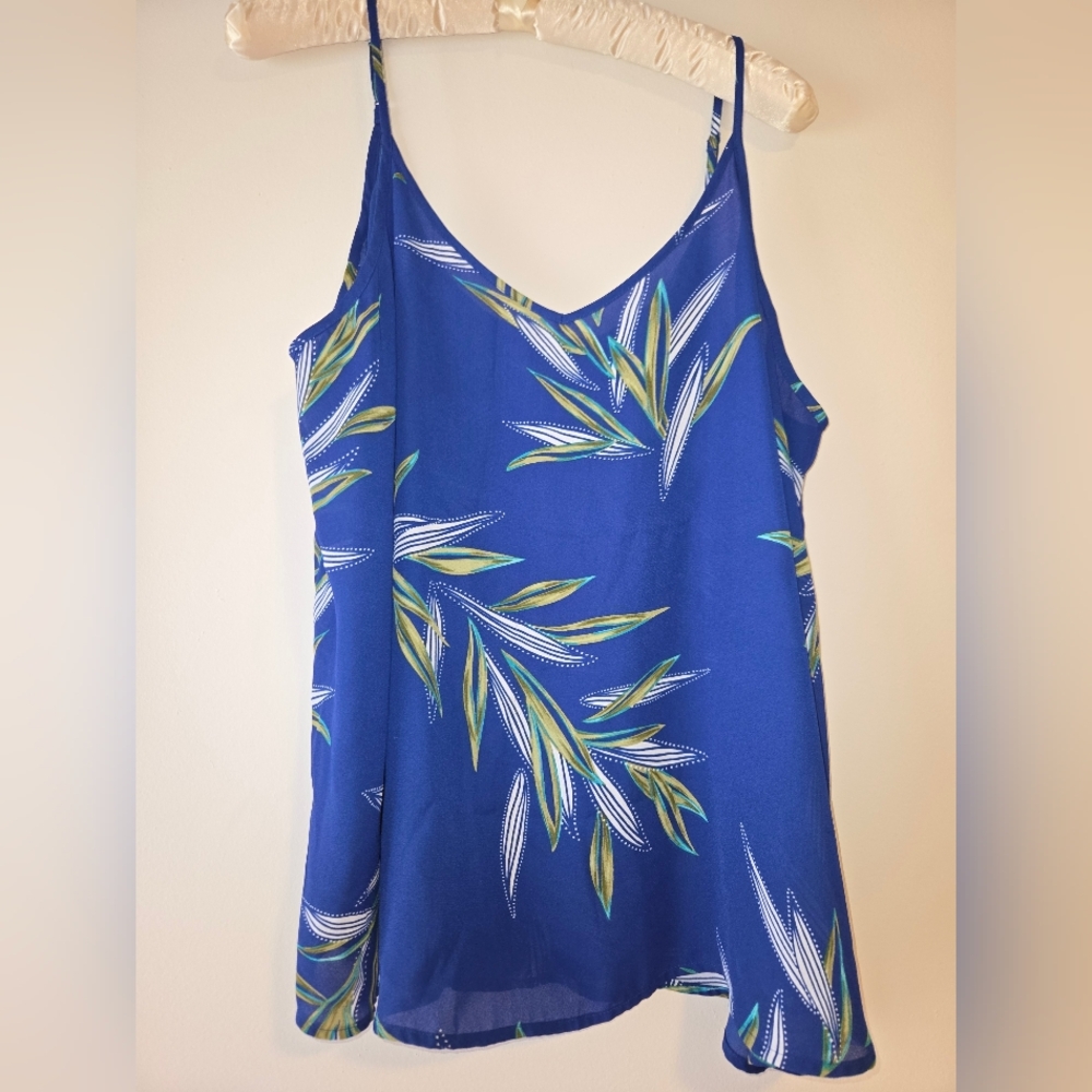 Apt. 9 Royal Blue Tropical Leaf Print Camisole
